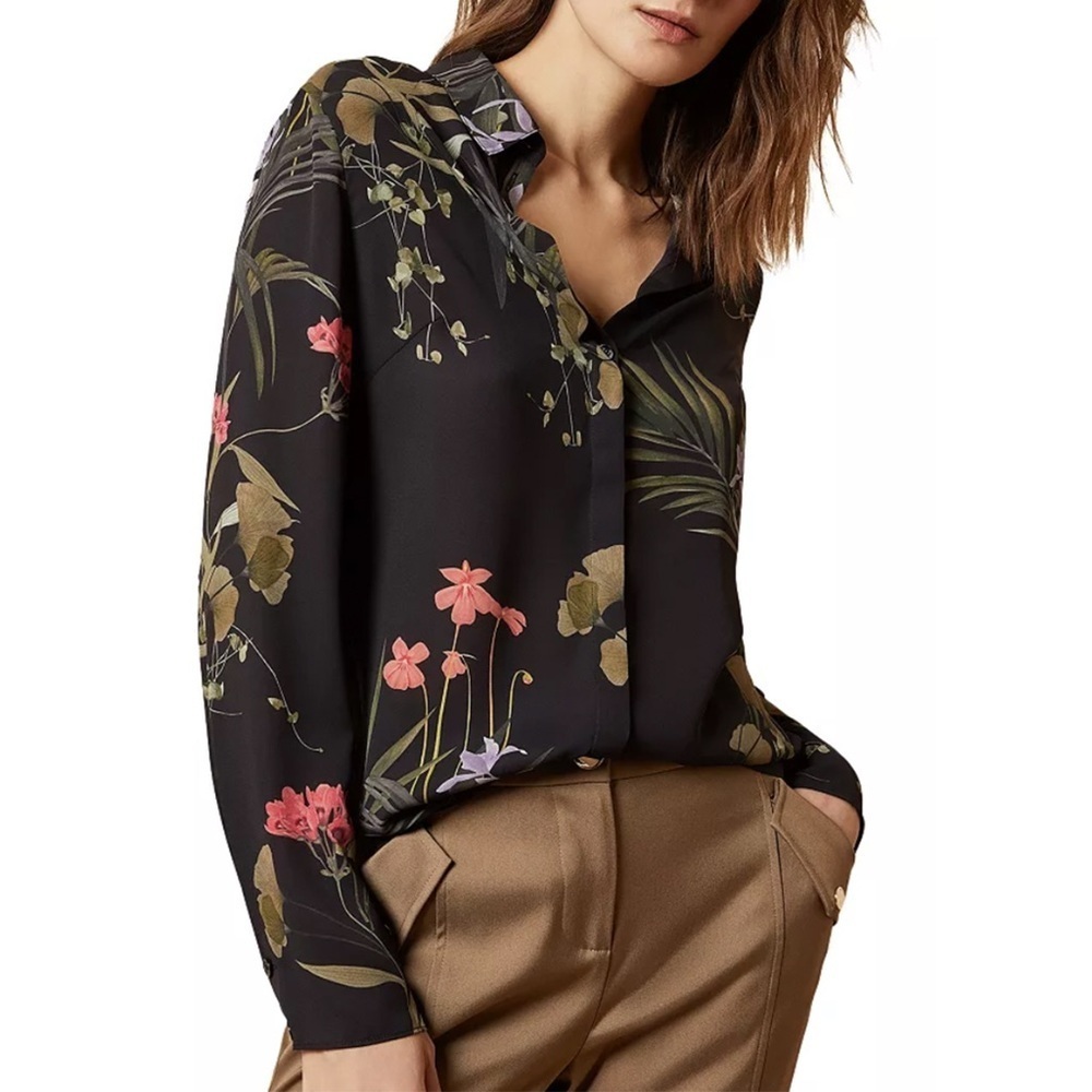 Ted Baker London - Ouiida Highland Floral Printed Shirt In Black